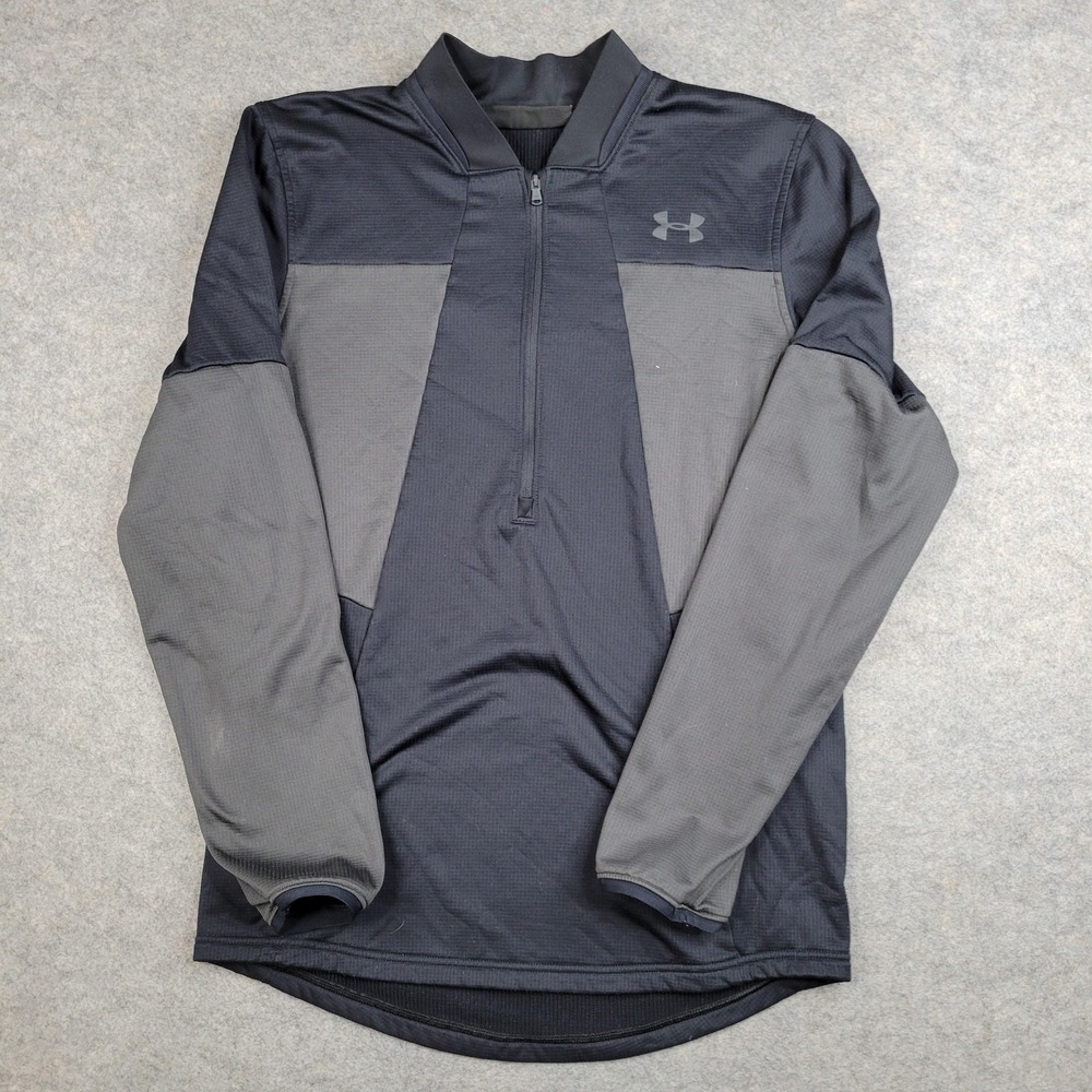 Under Armour Pullover Mens Medium Black ColdGear 1/4 Zip Long Sleeve Top